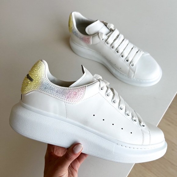 Alexander McQueen Oversized Embellished Leather Sneakers - Picture 1 of 7